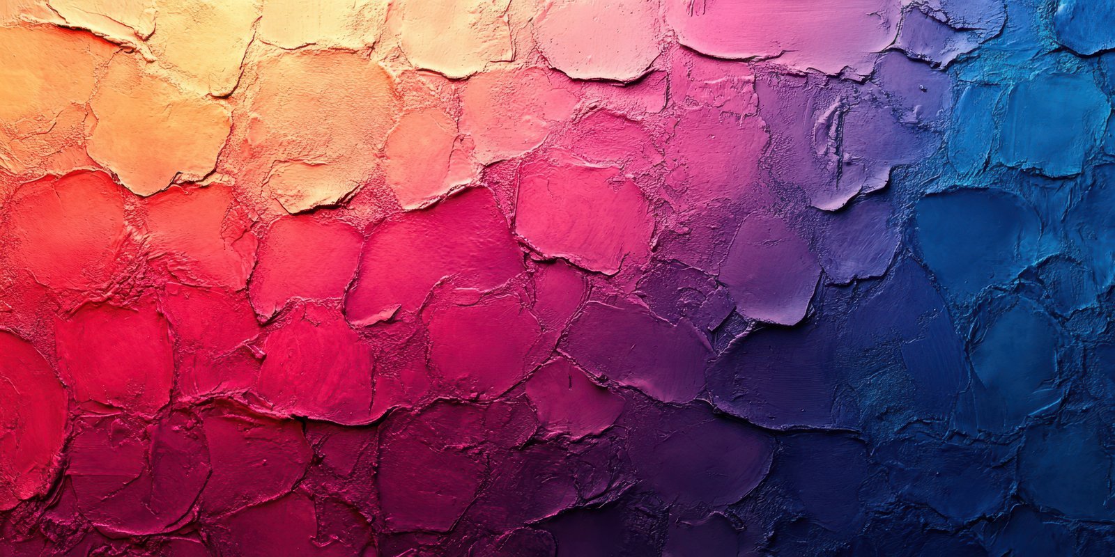 Vivid textured wall with gradient colors from orange to blue in a vibrant artistic setting